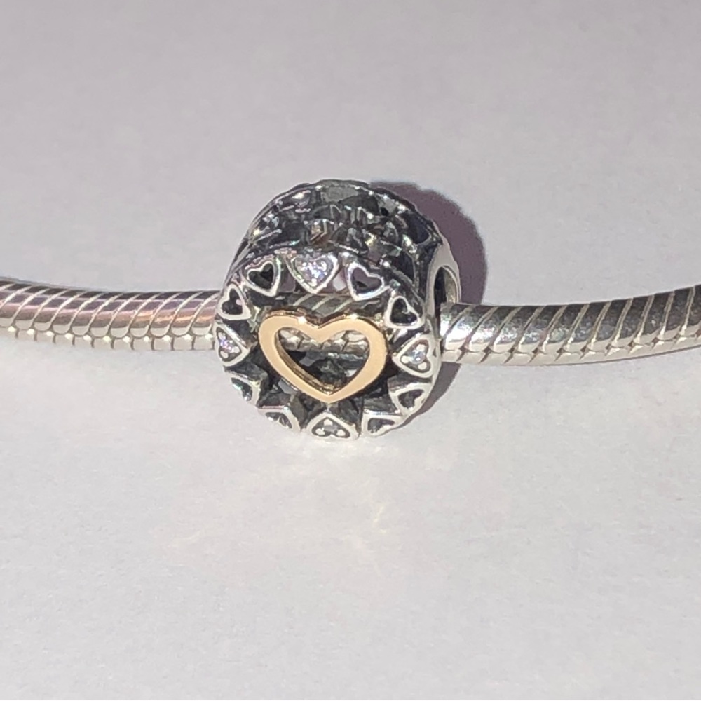Authentic Pandora Loving Circle 14k Heart Charm S925 Ale